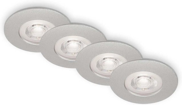 Brilo LED Einbauleuchten Kulana 4er-Set Warmweiß Chrom-Matt B: 9 cm, H: 2,5 cm - Bild 1