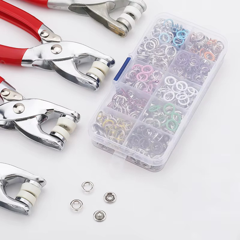 50er Set Metall-Druckknopf-Werkzeug mit Zange und Schnallen für DIY-Handwerk und Kleidung in Silber und Multicolour - Bild 2