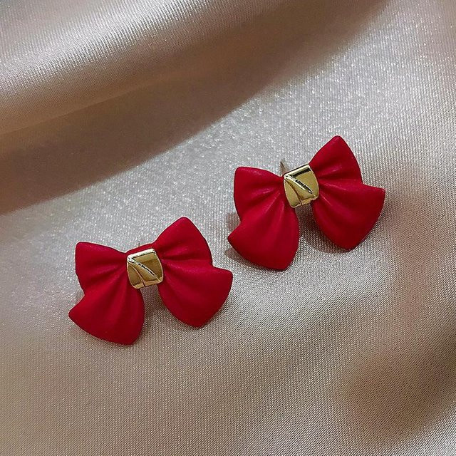 Ohrringe Damen, rote Blume, Emaille, Zinklegierung - Bild 1
