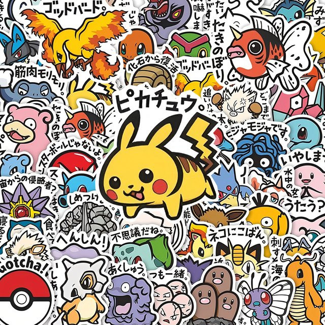 TAKARA TOMY Pokémon Aufkleber, Pikachu, 10-teiliges Set - Bild 1