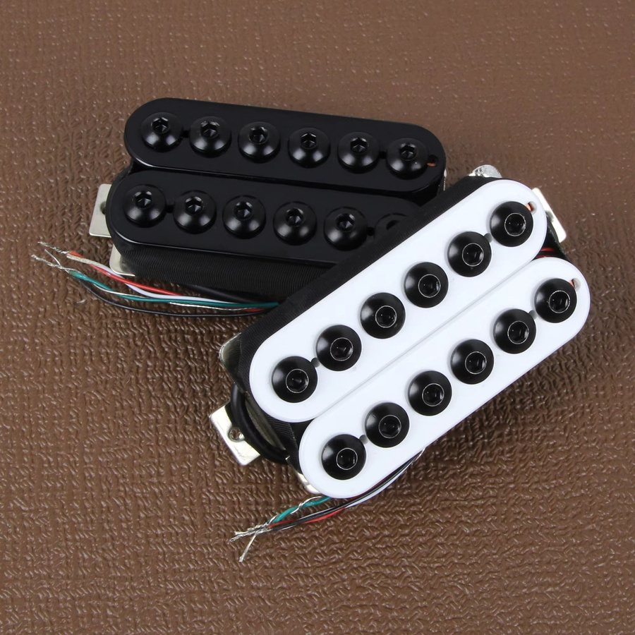 FLEOR Elektrischer Gitarren Humbucker Pickup High Output mit Big Hex Pole-Pieces und 4-Draht Spulenteilung in Weiß - Bild 2