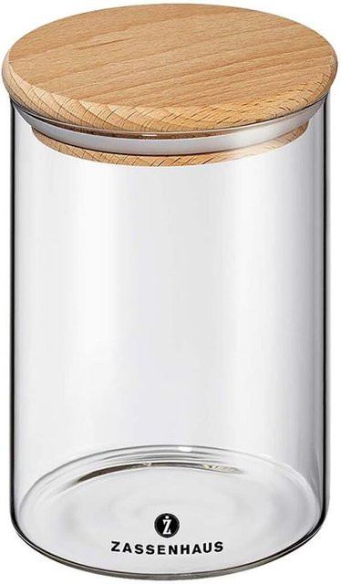 Zassenhaus Vorratsglas mit Holzdeckel, transparent, 850 ml - Bild 1