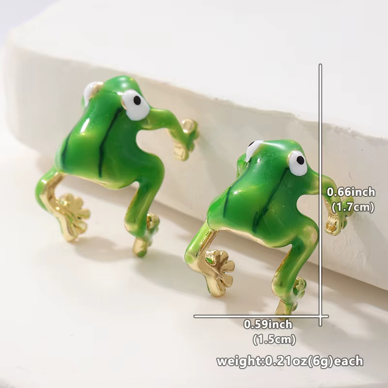 Ohrringe Frosch Ohr Manschetten, Gold, Grün, Damen - Bild 2