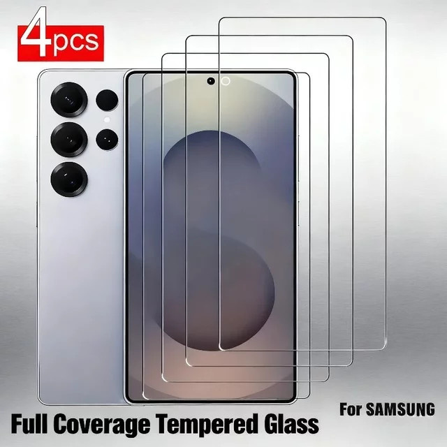 4er-Pack Schutzfolie aus gehärtetem Glas für Samsung Galaxy S25 S24 S23 S22 S21 Ultra Plus FE, transparent - Bild 1