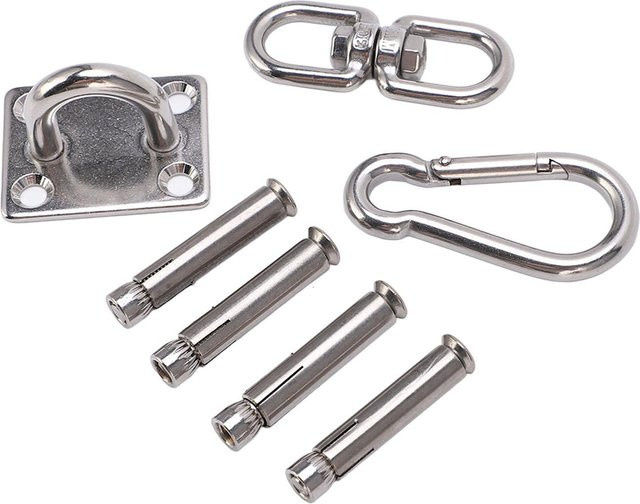 Beautyyy Aufhängeset für Deckenhängematten aus Edelstahl in Silber mit 250 kg Tragfähigkeit und Aufhängehaken für Yoga oder Schaukeln - Bild 1