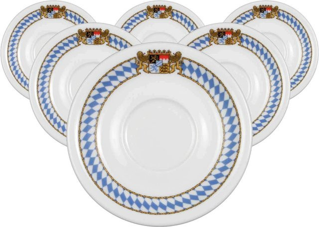 Seltmann Weiden Kaffeeuntertassen Compact Bayern aus Porzellan, Weiß, 6er Set, Durchmesser: 14,7 cm - Bild 1