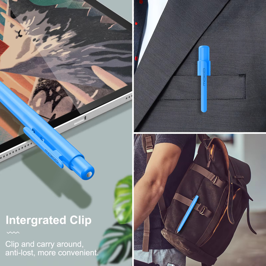MoKo Holder Case für Apple Pencil 2. Generation, schützende Hülle mit einziehbarem Cover und stabilem Clip in Blau - Bild 4