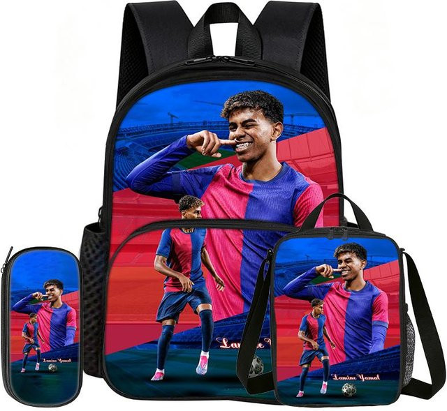 Fancy Style Studio Schultaschen-Set L-Lamin Yamal mit Rucksack, Federmäppchen und Brotdose in Multicolour - Bild 1