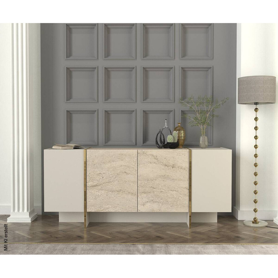Modernes Sideboard Veyron in Beige mit Granit-Optik, B/H/T: 180 x 75,5 x 46,6 cm - Bild 2