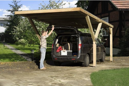 WEKA Y-Einzelcarport Mugello mit Stahl-Dacheindeckung aus Nadelholz, Farbe: grün-braun, B/T/H: 300 x 362 x 250 cm - Bild 3