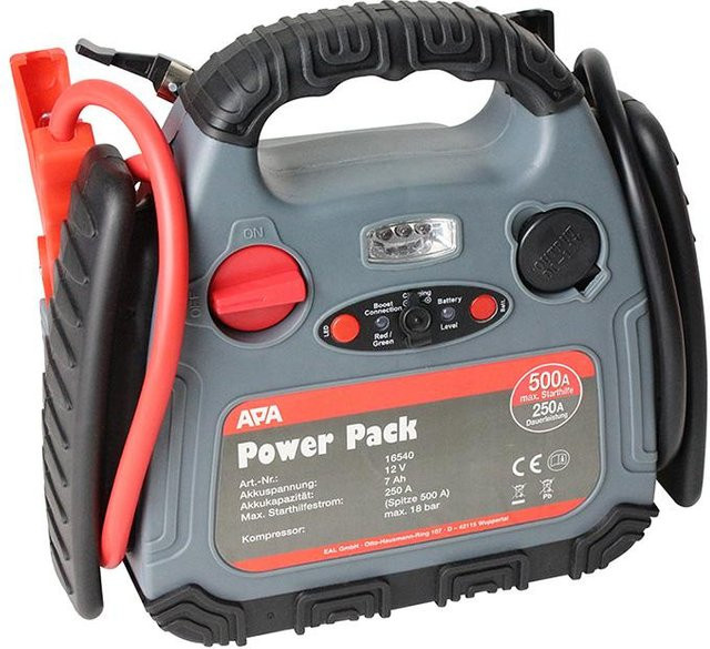 APA Powerpack Starthilfe mit Kompressor 18 Bar und 500A in Anthrazit/Grau - Bild 1