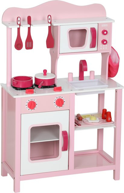 AIYAPLAY Kinderküche Spielküche mit Backofen, Herd, Spüle, Soundfunktion, Rosa Spielset - Bild 1