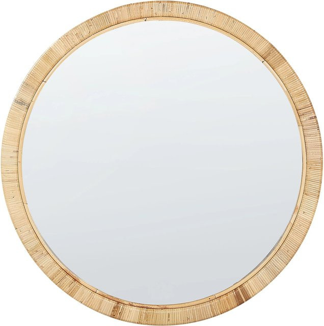 Beliani Wandspiegel ANLEZY in Beige im Boho-Stil aus Rattan und Holz, Durchmesser: 80 cm - Bild 1