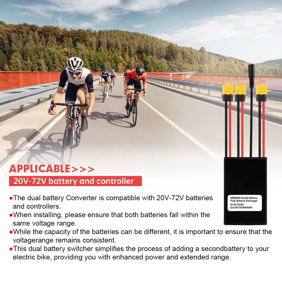 LITTLE TT E-Bike Dual Batterie Ausgewogene Entladung Modul für Lithium-Batterien, 20V-72V, Schwarz - Bild 4