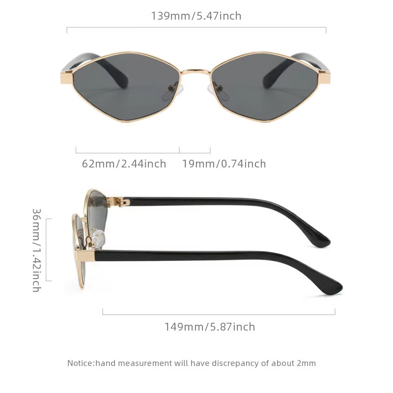 FUQIAN Sonnenbrille Hexagonal, Metall, Vollrand, Gold, Damen - Bild 3