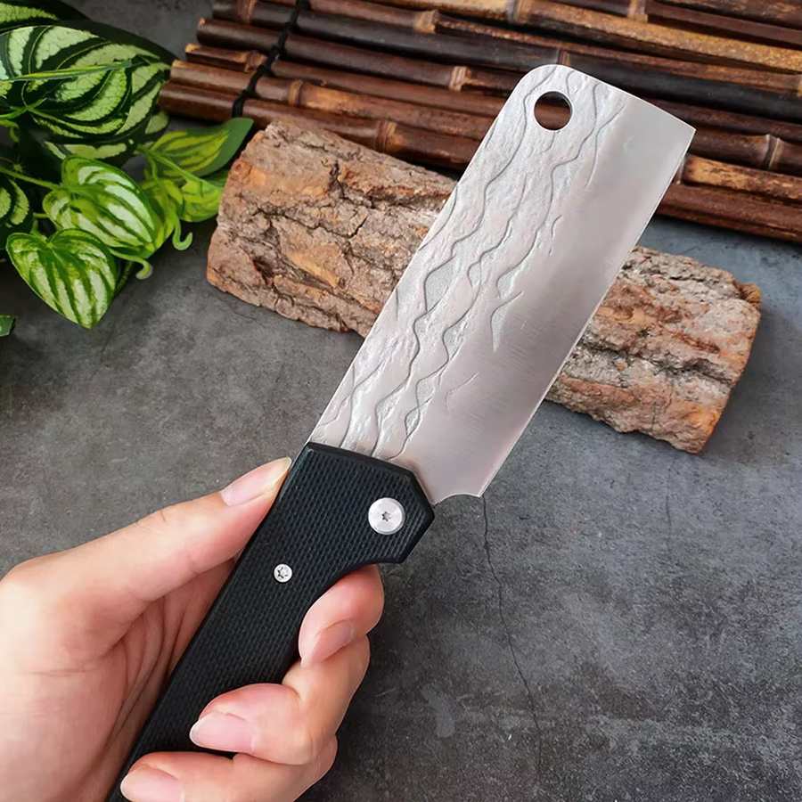 GuanQi Allzweck-Klappmesser mit schwarzem G10-Griff und 22 cm Klinge für Fleisch, Obst und Fisch - Bild 3