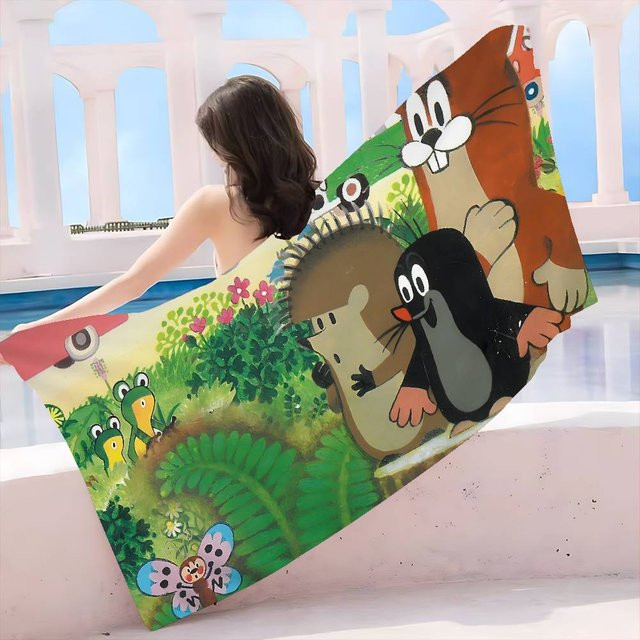 Saugfähiges Mikrofaser Strandtuch Ka Chen Muda mit Maulwurf-Motiv, Multicolor und Weiß, B: 40 cm, H: 60 cm - Bild 1