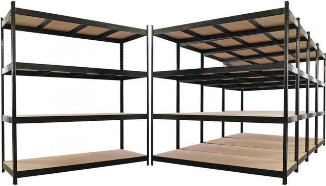 PROREGAL HERCULES Schwerlastregal Set aus 5 Stück, Schwarz, B/T/H: 200 x 60 x 200 cm, mit 4 MDF-Platten-Ebenen pro Regal, Fachlast 500 kg - Bild 1