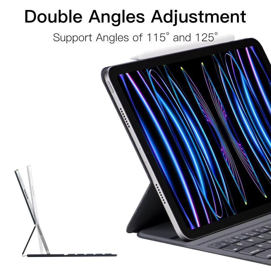 QUKAM Magische Bluetooth Tastatur für iPad Air 11 und 13 sowie iPad Pro 11 und 12,9 in Schwarz mit Schutzhülle und Standfunktion - Bild 4