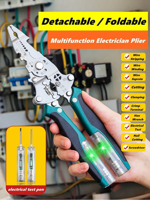 Dropro Multifunktionale Kombizange für Elektriker zum Schneiden, Abisolieren, Crimpen und Testen von Kabeln - Bild 1