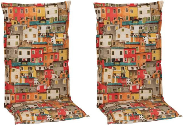 Beo Sitzauflage Hochlehner Turin Design Sardinien 2er-Set bunt B/H: 118 x 46 cm - Bild 1