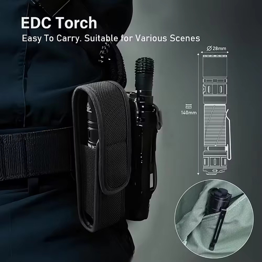 SOFIRN SK30 Taktische Taschenlampe mit SFT70 LED, 2800 Lumen, 6500K Kaltweiß, USB-C wiederaufladbar, Schwarz - Bild 3
