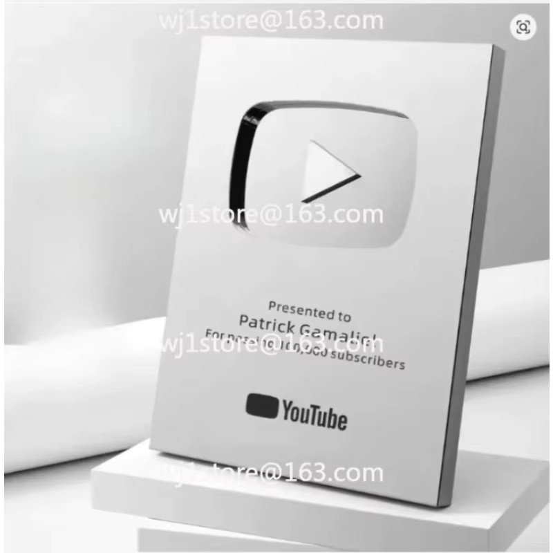HAOYUNMA YouTube Play Button Award Trophäe aus Metall in Schwarz, modernes Tischmodell in rechteckiger Form - Bild 2