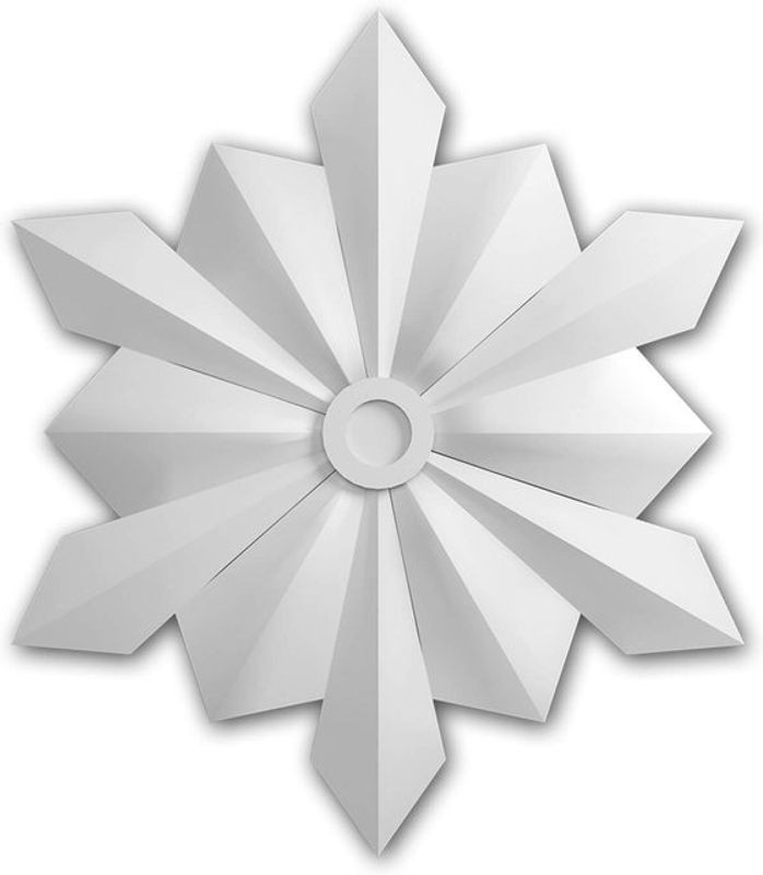 Profhome Decor Rosette Medallion Zierelement im Art Déco Stil aus Kunstharz, Weiß, Durchmesser: 76 cm - Bild 1