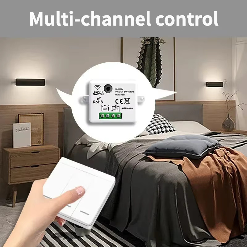 TNCE Drahtloser Wandschalter 433 MHz RF-Relais-Schalter mit LED für Smart Home Steuerung in Weiß - Bild 2