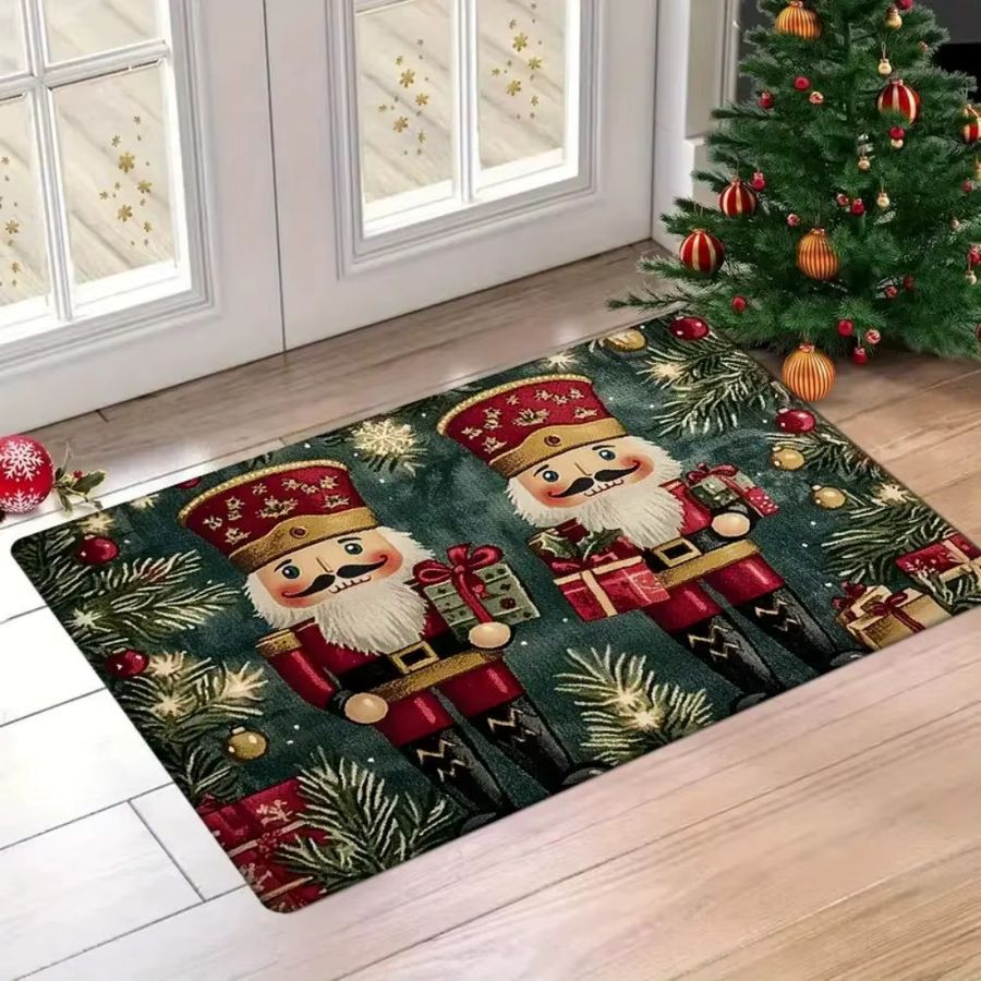 VIKAMA Weihnachts-Fußmatte mit Nussknacker-Motiv, wasserdicht und rutschfest, Multicolor - Bild 5
