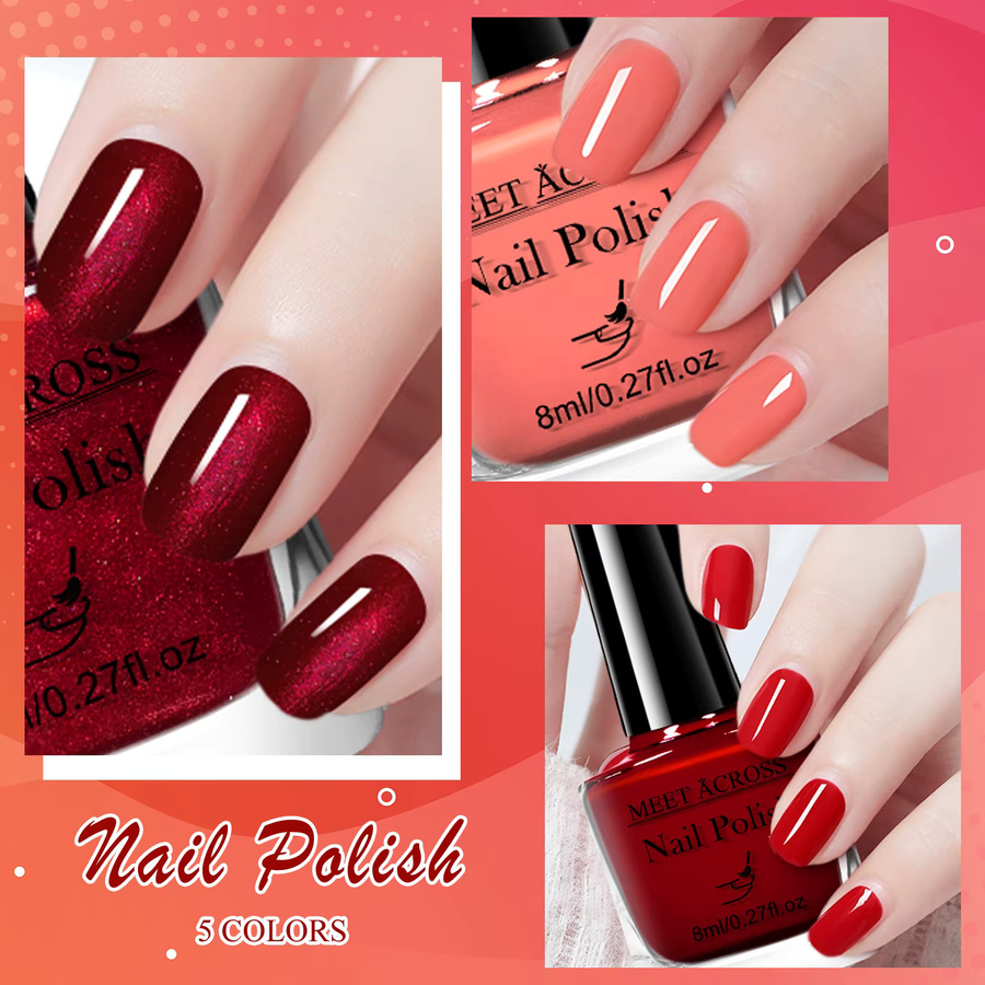 Meet Across Nagellack auf Wasserbasis, 5 Stück, 8 ml, glänzend, Unisex - Bild 1