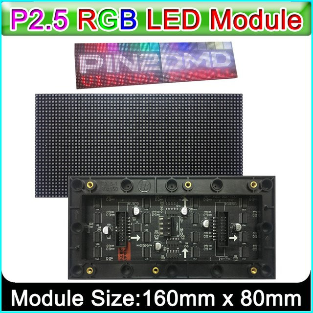XUYRGB P 2,5 Indoor Vollfarbe LED-Anzeige Modul, HUB75, SMD RGB LED Panel Matrix, 64 x 32 Pixel, Farbe: Multicolour/Schwarz, B/H: 160 x 80 mm, kompatibel mit PIN2DMD - Bild 1