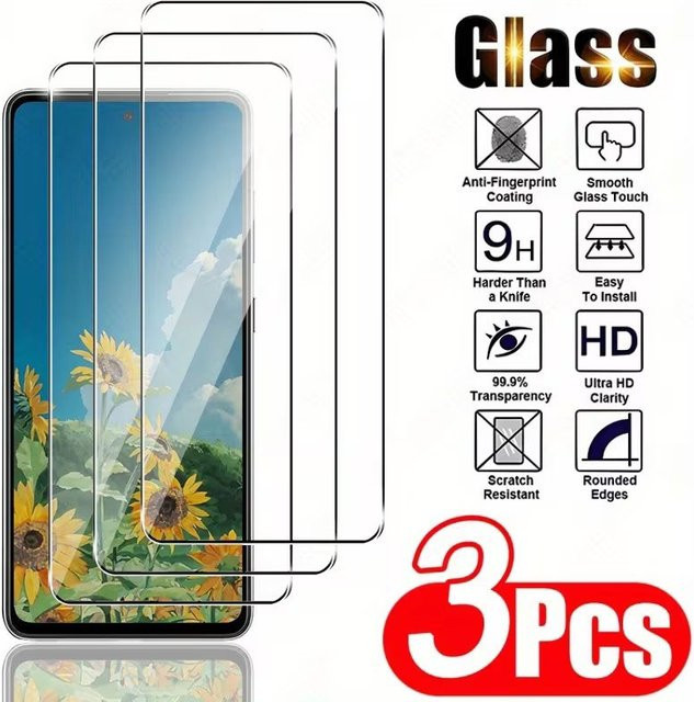 3er-Set gehärtetes Glas Display Schutzfolie für Samsung Galaxy M12 M04 M14 M34 M33 M23 M13 M52 A53 5G in Transparent - Bild 1