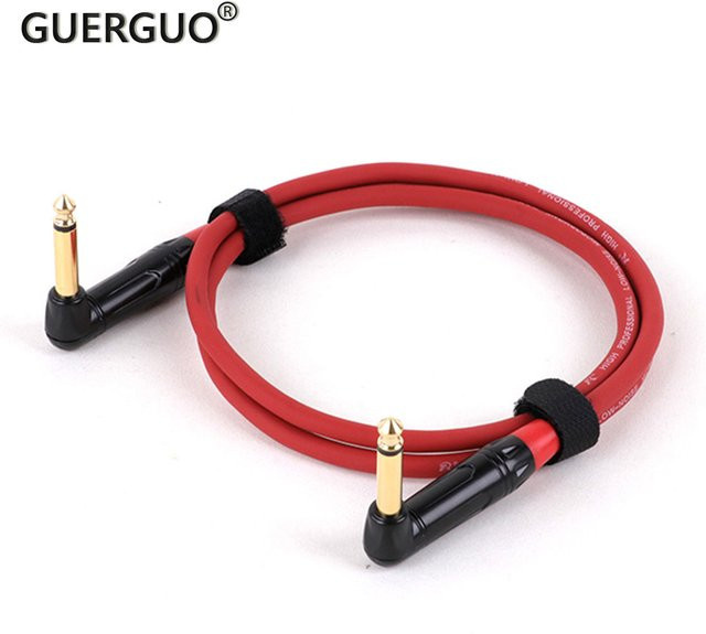 GuerGuo Mono Instrumentenkabel mit rechtwinkliger 6,35mm Jack vergoldet in Orange - Bild 1