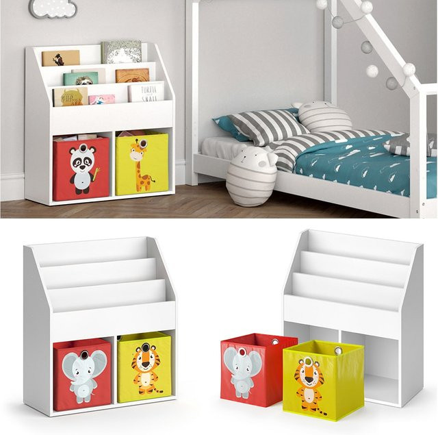 Vicco Kinderregal Luigi als Bücherregal und Spielzeugablage mit Faltboxen und Rückwand - Bild 1