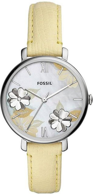 Fossil Armbanduhr, Analoguhr, Quarz, Edelstahl, Leder, Weiß, Damen - Bild 1
