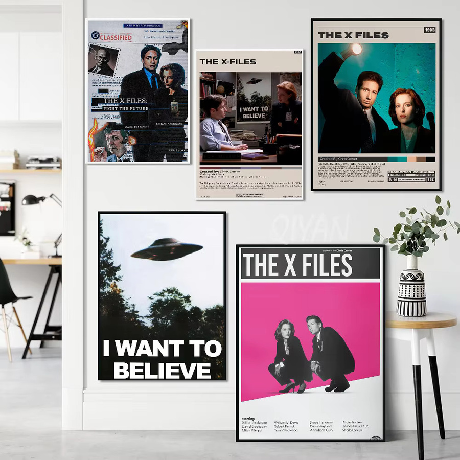 GLAUBE – The X Files Poster, selbstklebender wasserfester Papieraufkleber für deine Wanddekoration, Mehrfarbig, Retro-Design - Bild 1