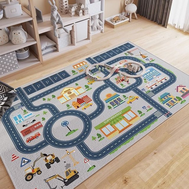 VIKAMA Kristallflor-Teppich für Kinderzimmer und Wohnzimmer, waschbar, mehrfarbig, rechteckig - Bild 1