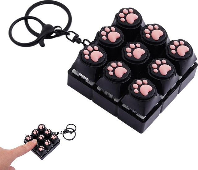 Linyi toy Tastaturtaste Fidget Schlüsselanhänger, Katzenpfote, black - Bild 1