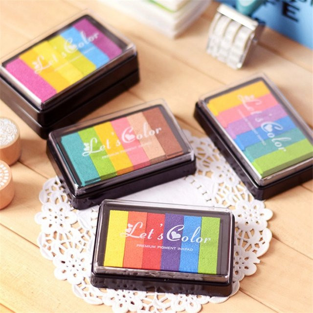 Großes Vintage-Stempelkissen Set mit 6 Farben für DIY, Basteln und Scrapbooking - Bild 1