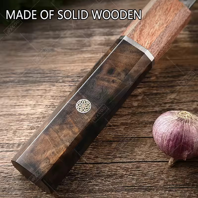 WXCOO Professionelles Santoku-Messer aus handgeschmiedetem Stahl mit Holzgriff für Fleisch und Obst - Bild 4