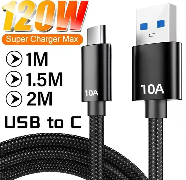 Xiaomi USB A auf Typ C Schnellladekabel 120W 10A in Schwarz, geflochtenes Datenkabel - Bild 1