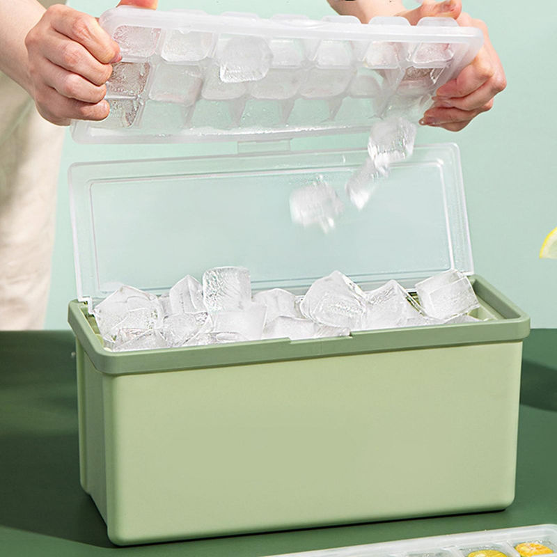 OutsideWorld 3-lagige Eiswürfelform aus Kunststoff mit Deckel und Eisschaufel in Weiß und Grün - Bild 2