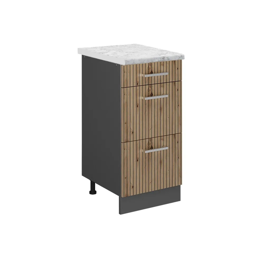 Vicco Küchenunterschrank R-Line Artisan-Eiche und Anthrazit mit Marmor-Optik, B/T/H: 40 x 60 x 81,6 cm - Bild 2