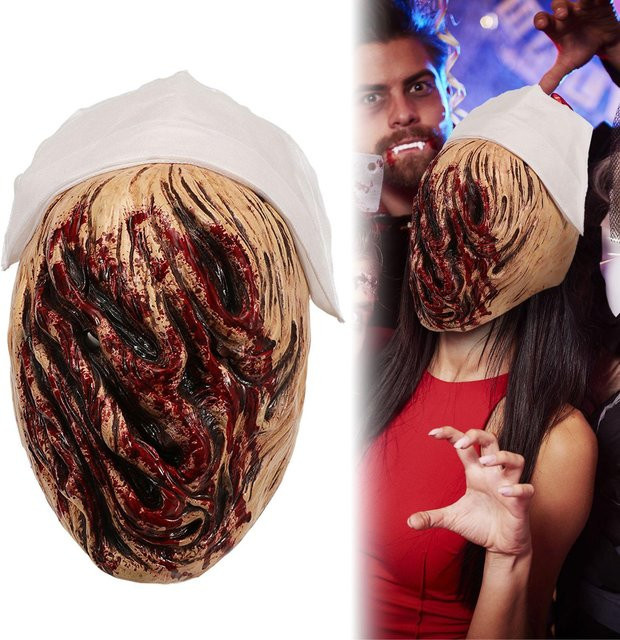 Urlaubsspaß Latexmaske, verrottendes Gesicht Krankenschwester Horror Maske, rot, One size - Bild 1