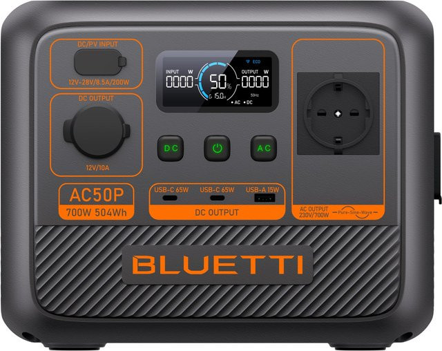 BLUETTI AC50P-B-EU Powerstation in Grau mit USB-C und USB-A Anschlüssen - Bild 1