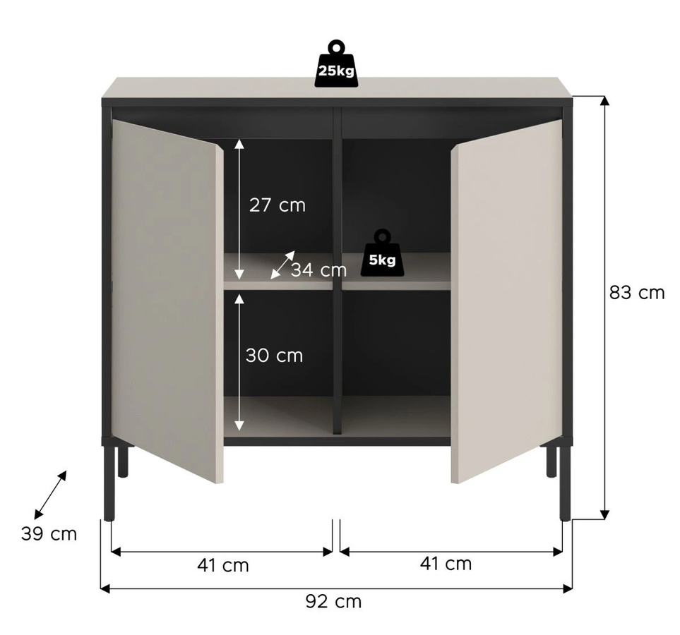 Kommode Torello von Inn.Furn in Kaschmir und Schwarz, B/H: 92 x 83 cm - Bild 7