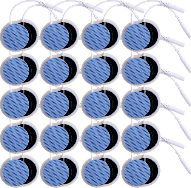 Yinhang Elektrodenpads Blau 32mm für TENS und digitale Therapiegeräte sowie Körpermassagegeräte (50 oder 100 Stück) - Bild 1