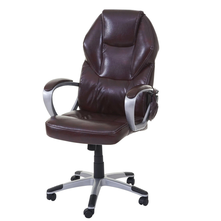 Proregal Massage-Bürostuhl Chefsessel mit Heizfunktion in Bordeaux aus Kunstleder, H x B x T: 123 x 66 x 68 cm, Sitzhöhe: 48 cm - Bild 2