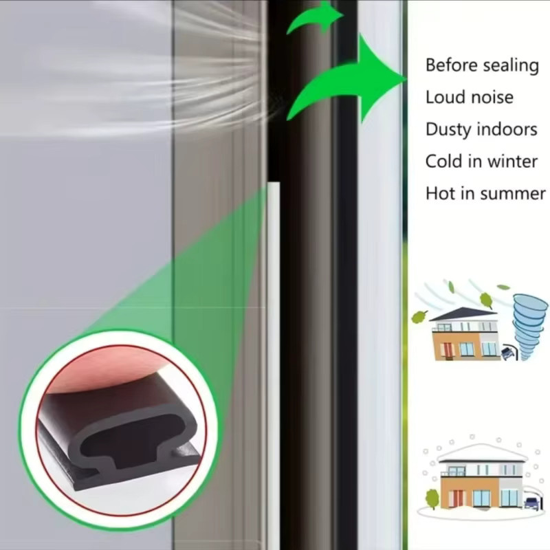 Selbstklebender Dichtungsstreifen aus Silikonkautschuk für Tür und Fenster, Isolierband Typ I, 6 Meter Rolle - Bild 4